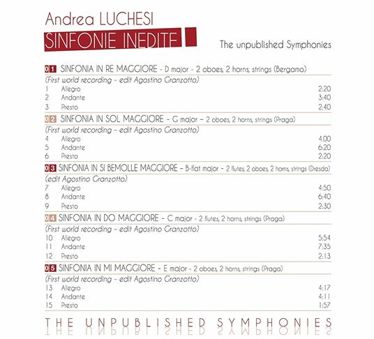 Sinfonie inedite - CD Audio di Andrea Luchesi - 2