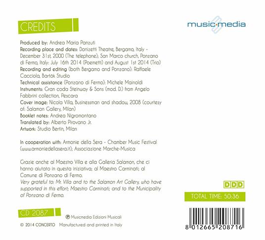 Trio per violino, clarinetto e pianoforte - Poemetti per Maria Rosa - CD Audio di Giancarlo Menotti,Marco Sollini,Stefano Ferrario,Stefano Ricci - 2