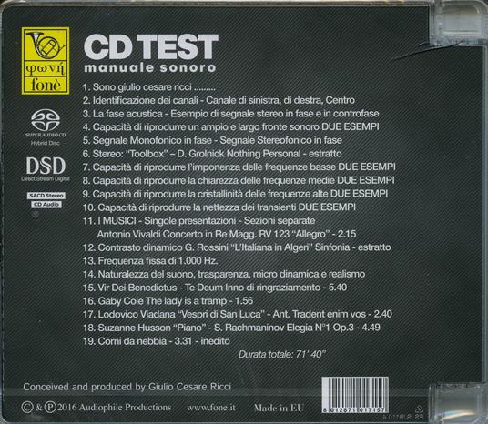 CD Test - SuperAudio CD ibrido di Giulio Cesare Ricci - 2