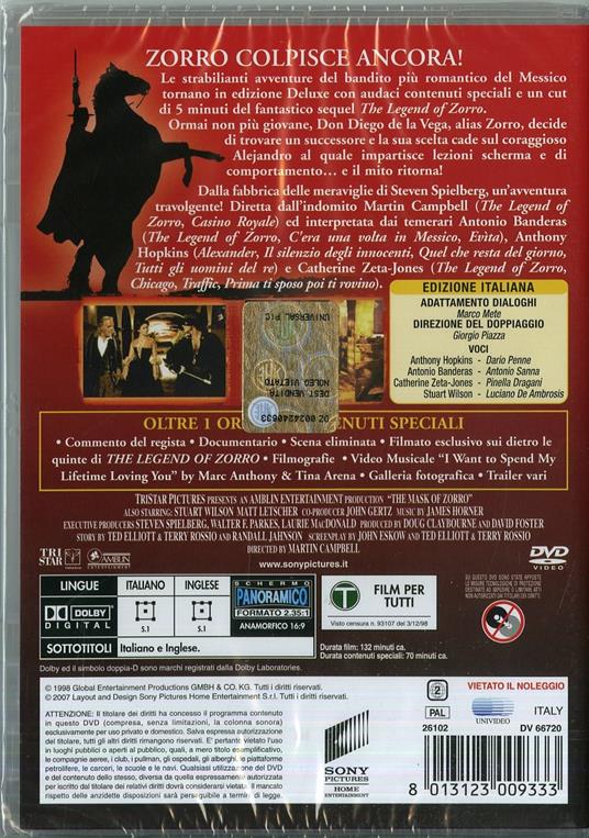 La maschera di Zorro<span>.</span> Deluxe Collection di Martin Campbell - DVD - 2