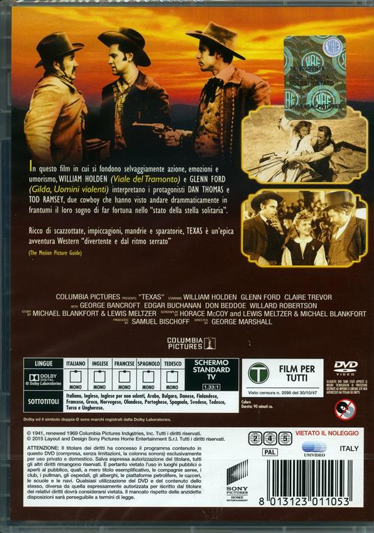 Texas di George Marshall - DVD - 2