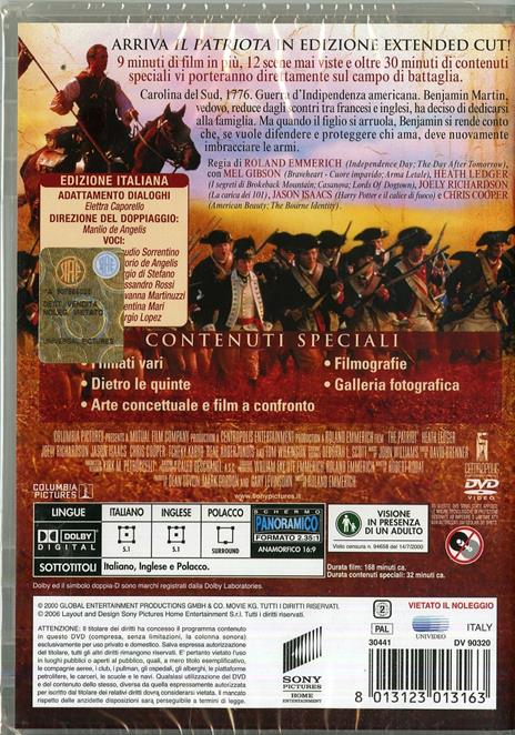 Il patriota<span>.</span> Extended Cut di Roland Emmerich - DVD - 2
