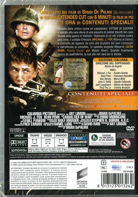 Vittime di guerra<span>.</span> Extended Cut di Brian De Palma - DVD - 2