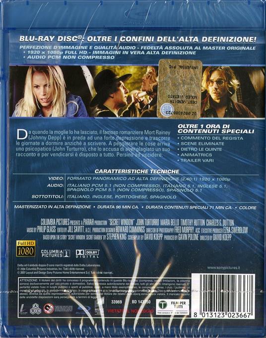 Secret Window di David Koepp - Blu-ray - 2