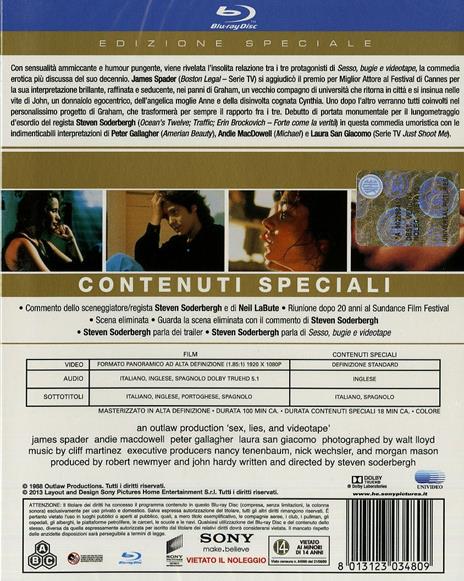 Sesso, bugie e videotape di Steven Soderbergh - Blu-ray - 2