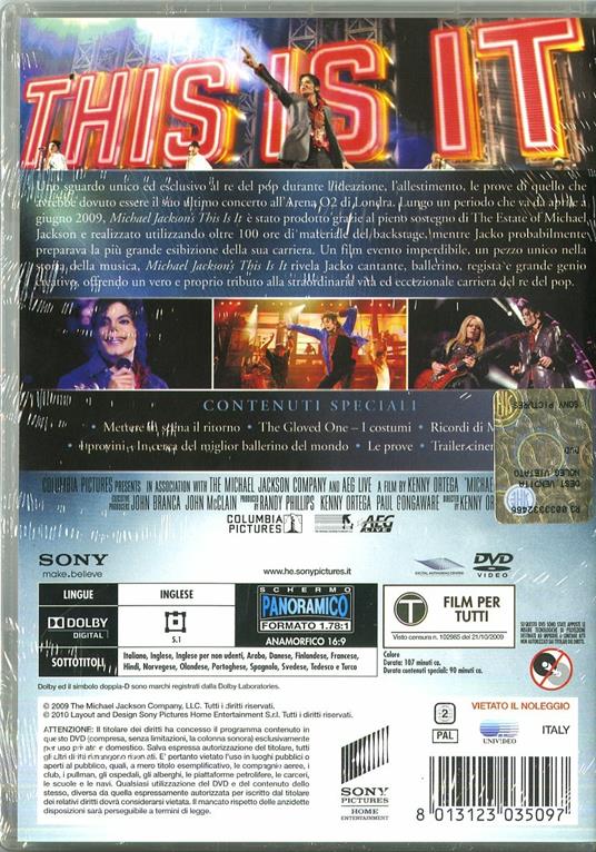 Michael Jackson's This Is It (1 DVD) di Kenny Ortega - DVD - 2
