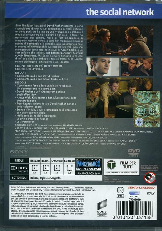 The Social Network (2 DVD) di David Fincher - DVD - 2