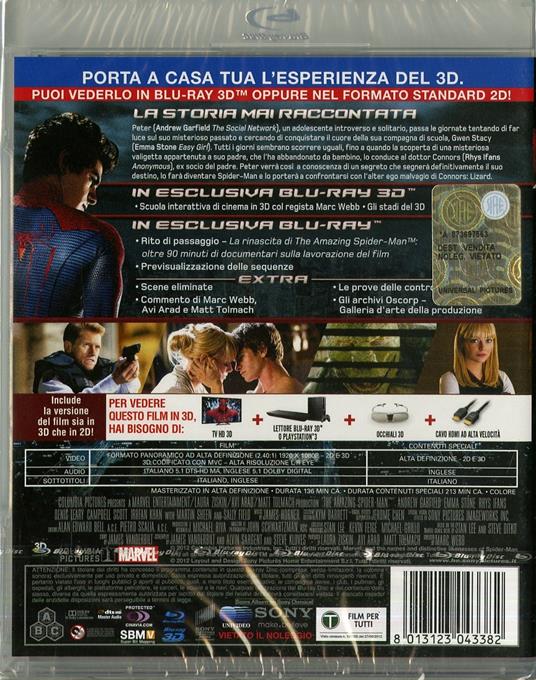 The Amazing Spider-Man 3D (2 Blu-ray)<span>.</span> versione 3D di Marc Webb - Blu-ray - 3