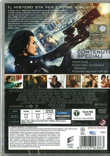 Resident Evil: Retribution di Paul W. S. Anderson - DVD - 2