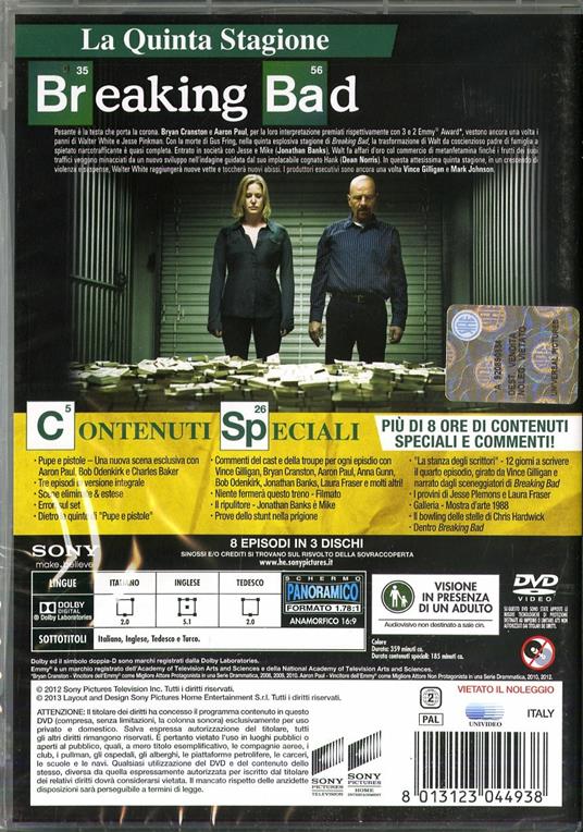 Breaking Bad. Stagione 5. Parte 1 (Serie TV ita) (3 DVD) di Michael Slovis,Michelle MacLaren,Adam Bernstein - DVD - 2