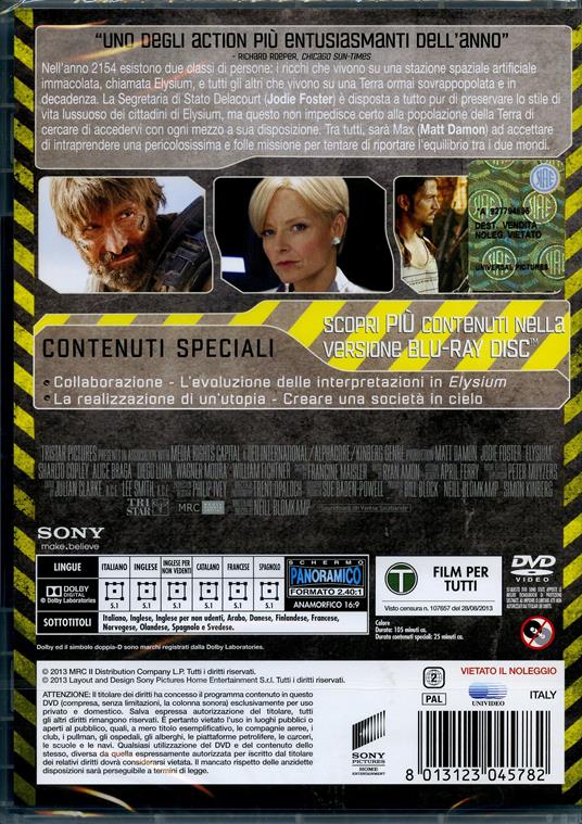 Elysium di Neill Blomkamp - DVD - 2