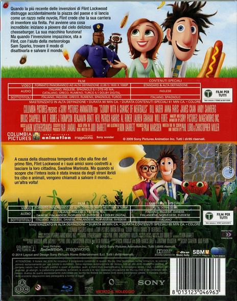 Piovono polpette 1 - 2 (2 Blu-ray) di Cody Cameron,Phil Lord,Chris Miller,Kris Pearn - 2