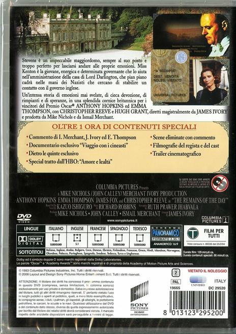 Quel che resta del giorno<span>.</span> Special Edition di James Ivory - DVD - 2