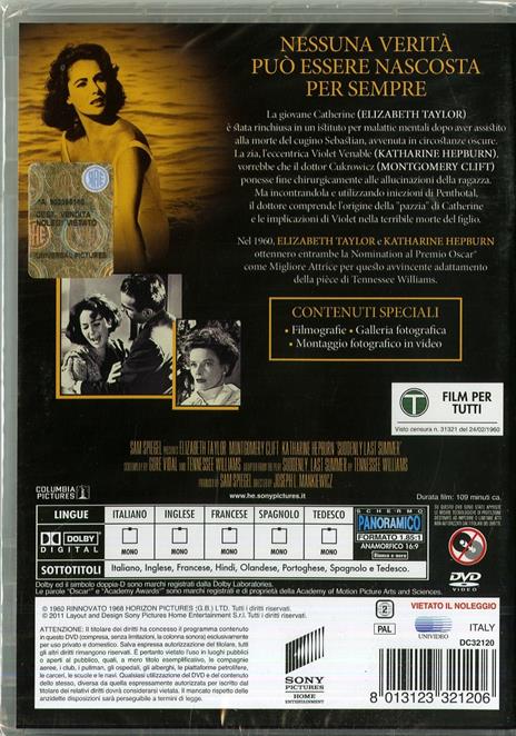 Improvvisamente l'estate scorsa di Joseph Leo Mankiewicz - DVD - 2
