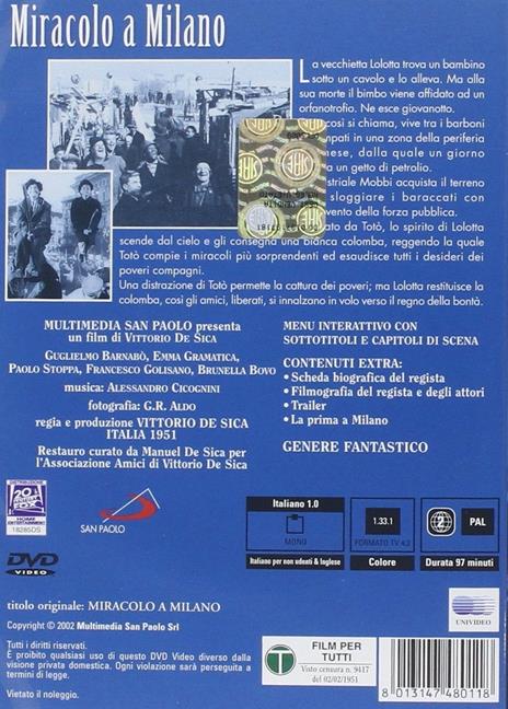 Miracolo a Milano di Vittorio De Sica - DVD - 2