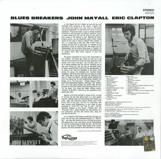 Bluesbreakers with Eric Clapton (180 gr. + Bonus Tracks) - Vinile LP di Eric Clapton,John Mayall & the Bluesbreakers - 2