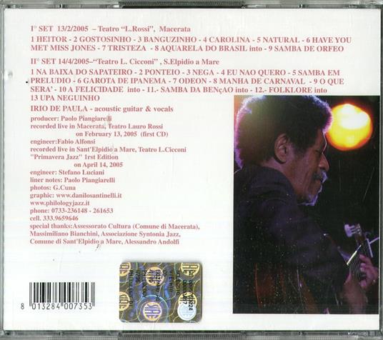 Sozinho ao vivo - CD Audio di Irio De Paula - 2