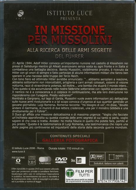 In missione per Mussolini. Alla ricerca delle armi segrete del Fürer di Vania Del Borgo - DVD - 2