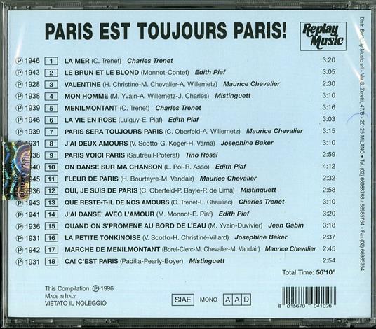 Paris est toujours Paris! - CD Audio - 2