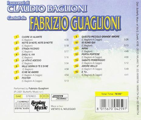 Claudio Baglioni cantati da Fabrizio Guaglioni - CD Audio di Fabrizio Guaglioni - 2