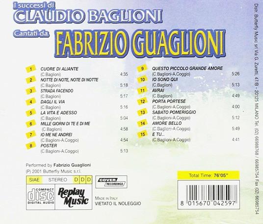 Claudio Baglioni cantati da Fabrizio Guaglioni - CD Audio di Fabrizio Guaglioni - 2