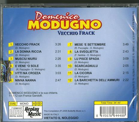 Vecchio frack - CD Audio di Domenico Modugno - 2