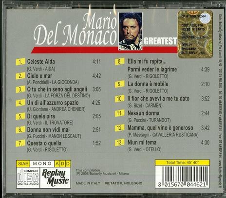 Greatest Hits - CD Audio di Mario Del Monaco - 2
