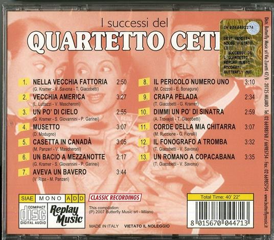 I successi - CD Audio di Quartetto Cetra - 2