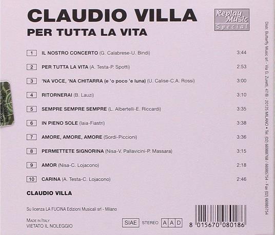 Per tutta la vita - CD Audio di Claudio Villa - 2