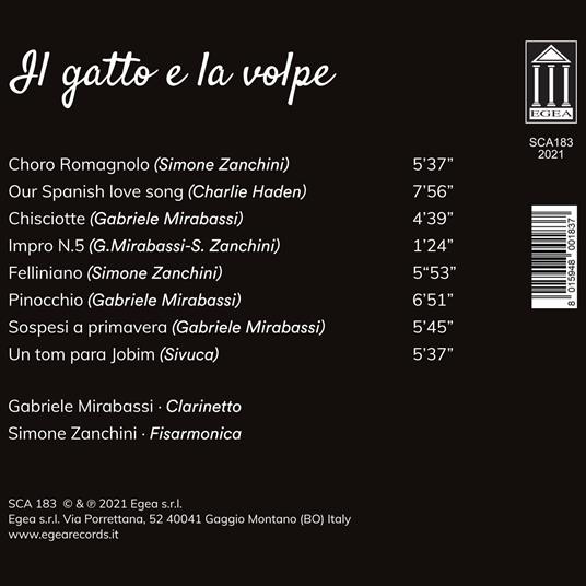 Il gatto e la volpe - CD Audio di Gabriele Mirabassi - 2