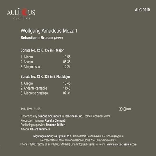 Sonata n.12 K332 in Fa - CD Audio di Wolfgang Amadeus Mozart,Sebastiano Brusco - 2