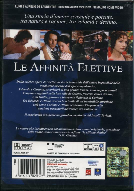Le affinità elettive di Vittorio Taviani,Paolo Taviani - DVD - 2