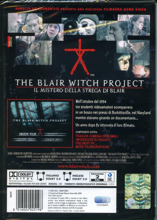The Blair Witch Project. Il mistero della strega di Blair di Daniel Myrick,Eduardo Sanchez - DVD - 2