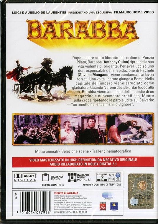 Barabba di Richard O. Fleischer - DVD - 2