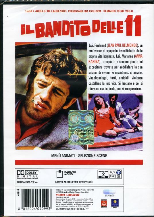 Il bandito delle undici di Jean-Luc Godard - DVD - 2