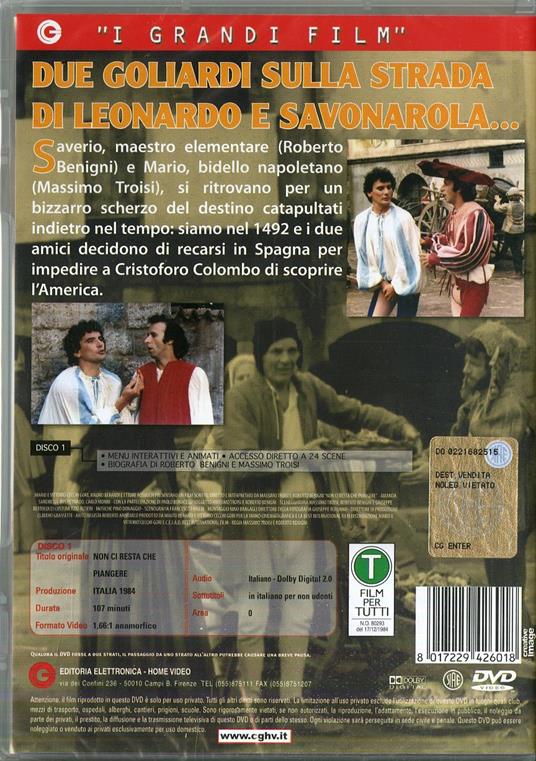 Non ci resta che piangere<span>.</span> Grandi Film di Massimo Troisi,Roberto Benigni - DVD - 2