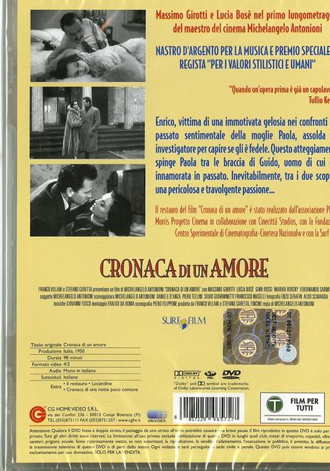 Cronaca di un amore di Michelangelo Antonioni - DVD - 2