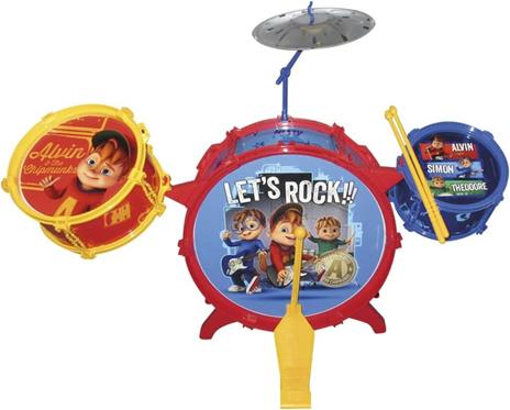 Alvin and The Chipmunks - Batteria e percussioni ingombro prodotto aperto: 74 L X 56 H X 40 P cmcon 2 Tom-Tom, 1 piatto in metallo, grancassa con pedalesgabello e bacchette incluse - 2
