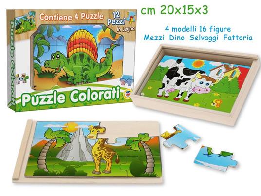 Gioco Puzzle Legno 4 Figure 20x14 Cm (Assortimento)