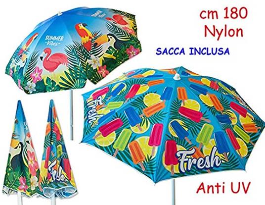 Teo'S. Ombrellone Nylon 180Cm 2 Modelli Uv Coat Tubo 28/32Mm. Busta