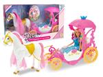 Teorema- Principessa in Carrozza con Cavallo Che Nitrisce e Cammina Veramente, Melodie Incluse, Colore Rosa, 66991