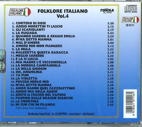Folklore Italiano vol.4 - CD Audio - 2