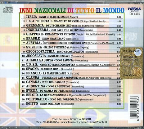 Inni nazionali di tutto il mondo - CD Audio - 2