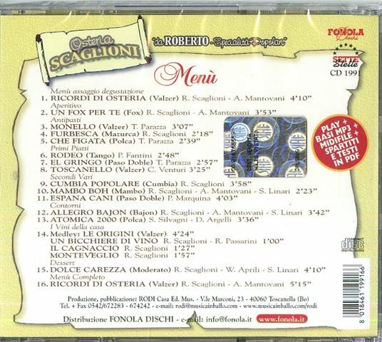 Osteria Scaglioni. Specialità Popolari - CD Audio di Roberto Scaglioni - 2