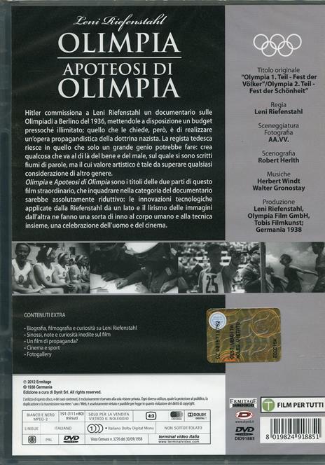Olimpia. Apoteosi di Olimpia (DVD) di Leni Riefenstahl - DVD - 2