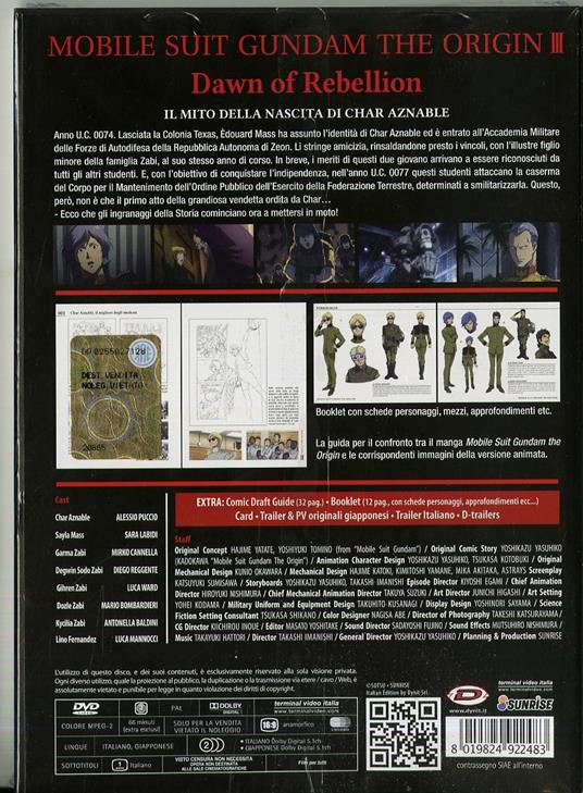 Mobile Suit Gundam. The Origin III. Dawn Of Rebellion di Takashi Imanishi - DVD - 2