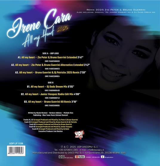 All My Heart (12" Mix Turchese Glitter - Limited Edition) - Vinile LP di Irene Cara - 2