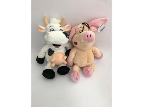 TOBIA'S GIOCHI - Peluche Coppia Mucca e Maiale seduti 30cm