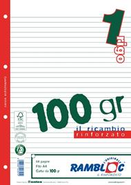 Ricambio Quaderno Ad Anelli Rinforzato I Rigo – A4 – 100gr. 80 Fogli