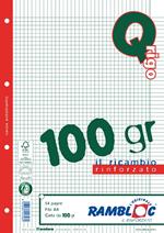 Ricambio Quaderno Ad Anelli Rinforzato 5mm Con Margine Q- A4 – 100gr. 80 Fogli